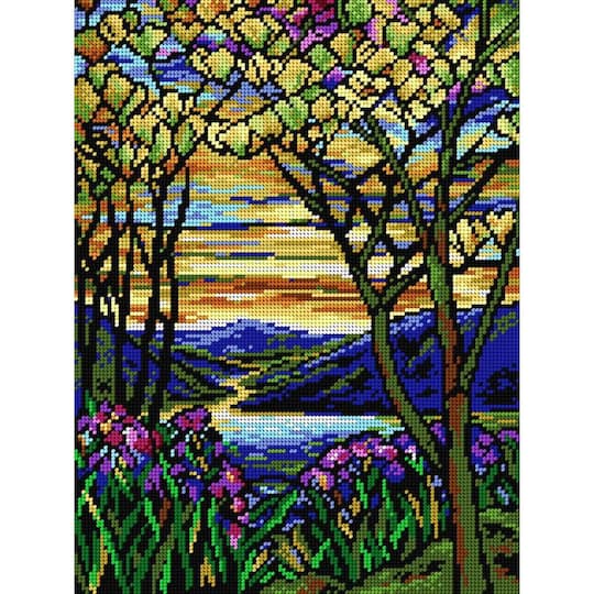 Orchidea Gobelin canvas for halfstitch without yarn after Louis C. Tiffany - Landscape with Iris and Flowering Magnolia